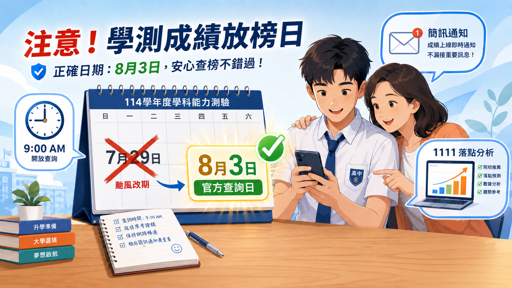 115分科測驗成績公布日期是幾號?8/3查詢!別再被「7/29」誤導
